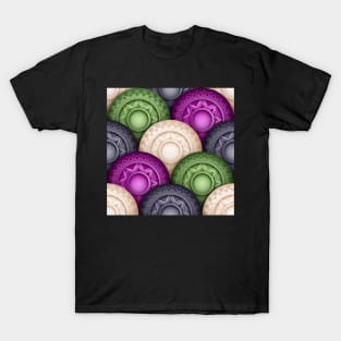 Colored Nature Inspired Pattern with Scale Motifs T-Shirt